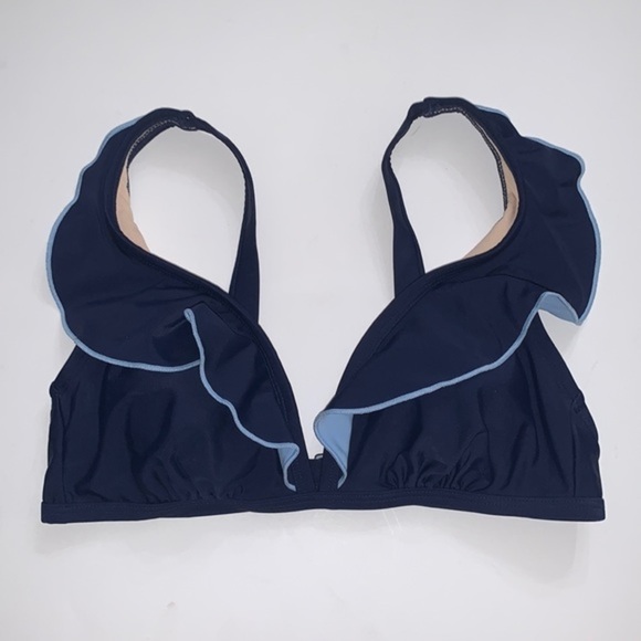 (S)- KONA SOL WOMEN'S RUFFLE BIKINI TOP - OXFORD BLUE - Picture 3 of 8